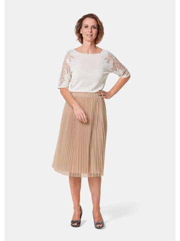 GOLDNER Kurzgröße:  Festlicher Plisseerock aus schimmerndem Mesh in goldfarben