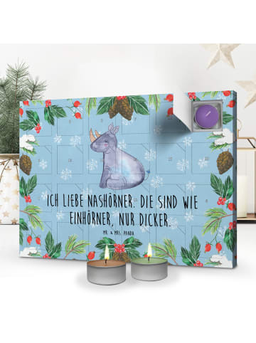 Mr. & Mrs. Panda Adventskalender Einhorn Nashorn mit Spruch in Eisblau