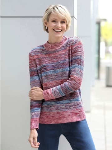 Sieh an! Stehkragen-Pullover in altrosa-mittelblau-meliert