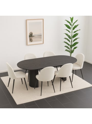 ebuy24 Essgruppe Kyoto 7-teilig Dunkelbraun 210 x 100 cm