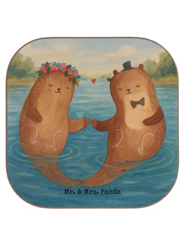 Mr. & Mrs. Panda Untersetzer Kaffee Hochzeit Otter Design ohne S... in Weiß