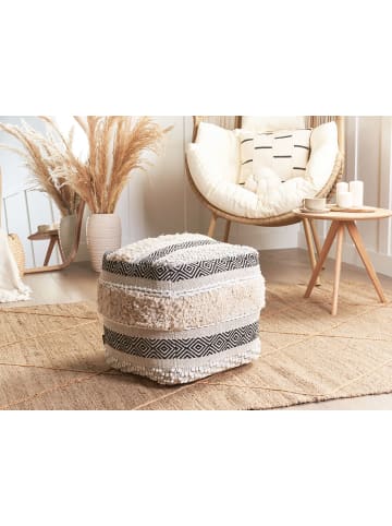 Beliani Pouf KANAM in Beige/Schwarz - (W) 45 x (H) 45 x (L) 45 cm