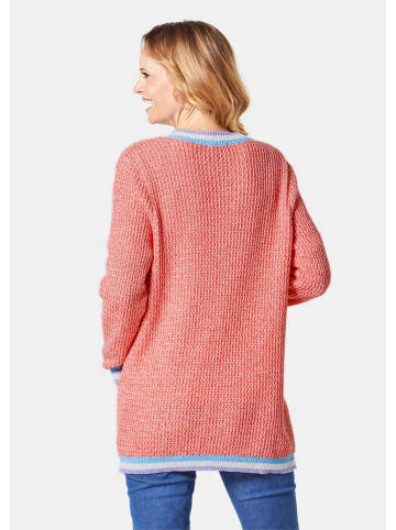 GOLDNER Kurzgröße:  Strickjacke in raffinierter Struktur in papaya / gemustert