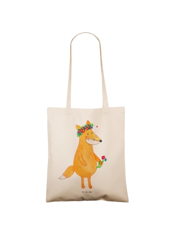 Mr. & Mrs. Panda Shopping Tasche Fuchs Blumen ohne Spruch in Creme