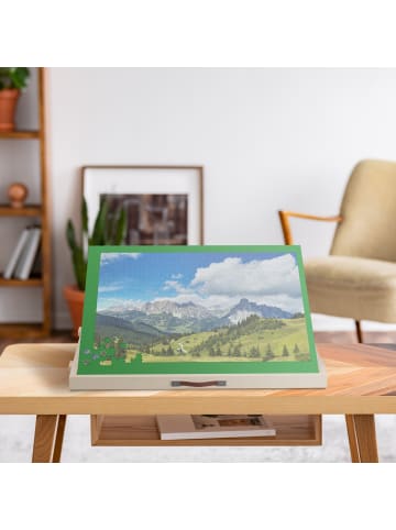 relaxdays Puzzlebrett in Natur/ Grün - (B)81 x (H)4 x (T)57 cm