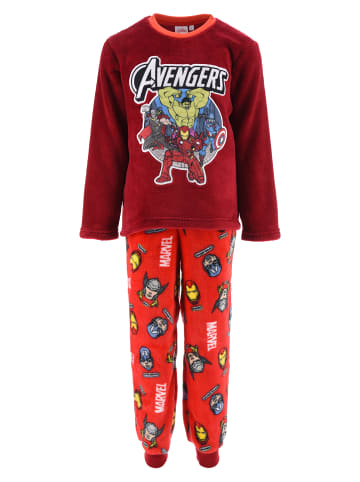 Avengers 2tlg. Outfit: Schlafanzug Marvel Ironman Hulk Thor Fleece Pyjama in Rot