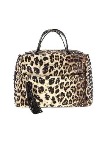 faina Women Satchel in Black Beige Leo
