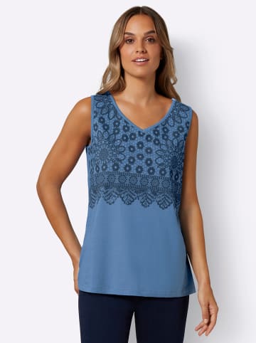 Sieh an! Shirttop in mittelblau-jeansblau