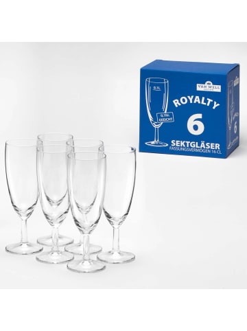 VAN WELL 6er Set Sektgläser geeicht Royalty 0,1 l transparent in transparent