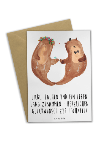 Mr. & Mrs. Panda Grußkarte Hochzeit Liebe Lachen mit Spruch in Weiß