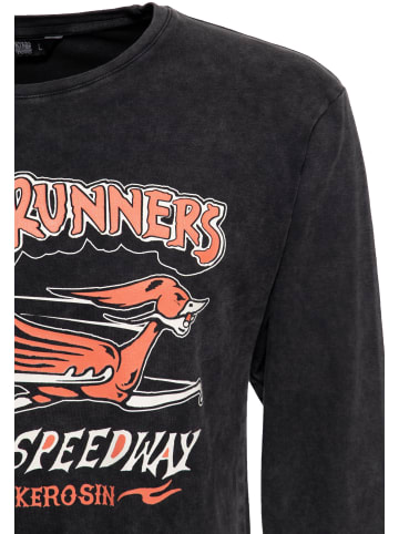 King Kerosin King Kerosin Acid washed Longsleeve Road Runners in schwarz