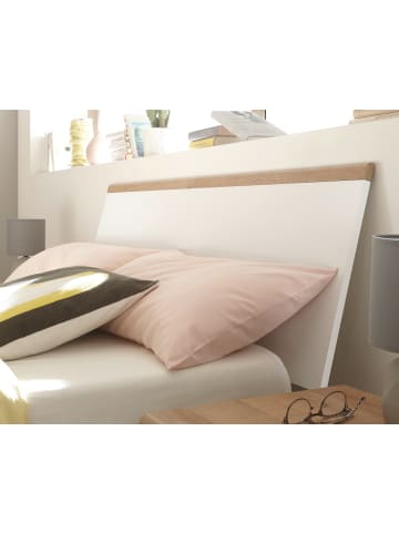 Furn.Design Bett weiß, Eiche Riviera, Einzelbett skandinavisch, Liegefläche 140 x 200 cm