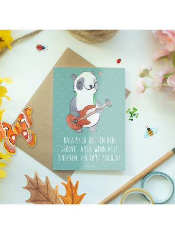 Mr. & Mrs. Panda Glückwunschkarte Bassgitarre Groove mit Spruch in Meeresbrise