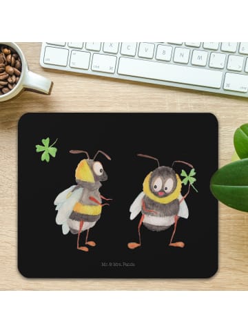 Mr. & Mrs. Panda Mauspad Hummeln Kleeblatt ohne Spruch in Schwarz