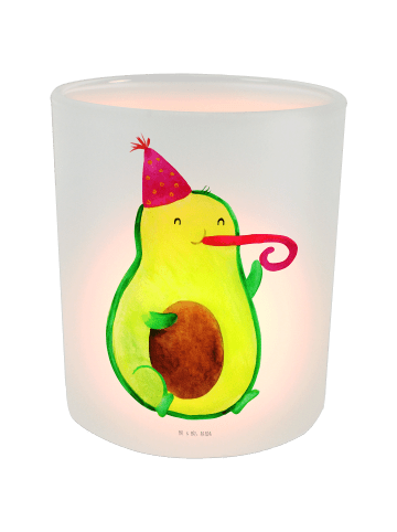 Mr. & Mrs. Panda Windlicht Draußen Avocado Party Zeit ohne Spruch in Transparent