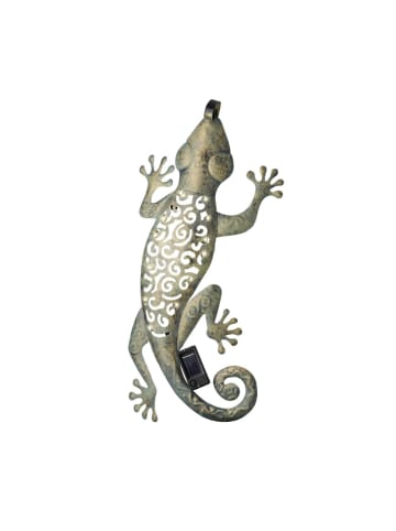 MARELIDA LED Solar Wanddekoration GECKO in bronze - H: 46cm