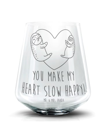 Mr. & Mrs. Panda Glas Faultiere Herz mit Spruch in Transparent