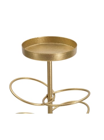 Mauro Ferretti Goldener Kerzenhalter aus Metall mit Marmorsockel, 14 x 13 x 46 cm