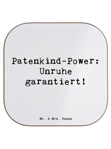 Mr. & Mrs. Panda Untersetzer Patenkind Power mit Spruch in Weiß