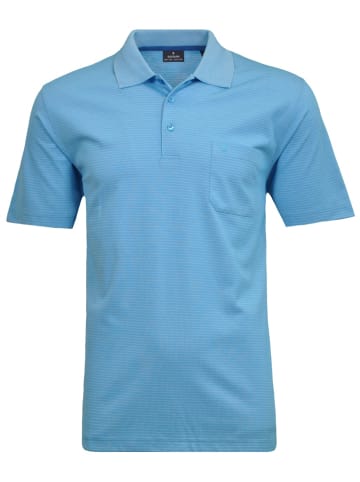 Ragman Softknit-Polo fein gestreift in Blau