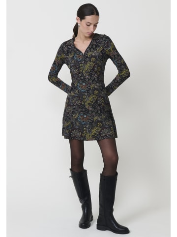 KOROSHI Kurzes bedrucktes Minikleid mit langen Ärmeln in bunt