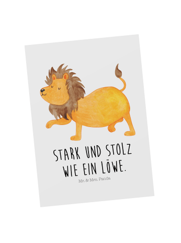 Mr. & Mrs. Panda Grußkarte Sternzeichen Löwe mit Spruch in Weiß