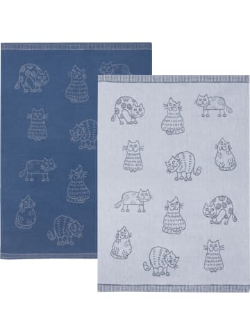 Kracht Jacquard, Halbleinen, Leinen / Halbleinen Geschirrtuch 2er-Pack in Katzen
