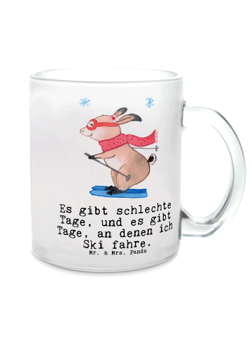 Mr. & Mrs. Panda Tee Tasse Hase Skifahren mit Spruch in Transparent