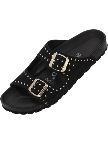 Palado Pantoletten Elaha Rivet Velours Premium Leather in Schwarz