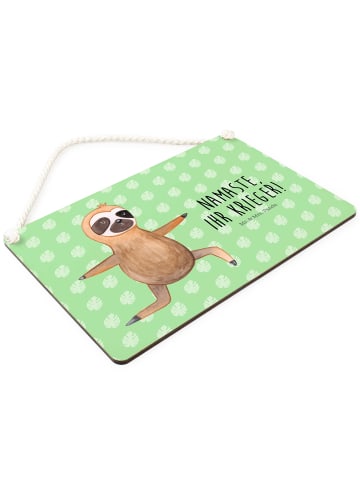 Mr. & Mrs. Panda Schild Faultier Yoga mit Spruch in Tropengrün