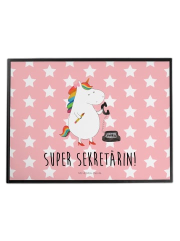Mr. & Mrs. Panda Schreibunterlage Einhorn Sekretärin mit Spruch in Rot Pastell