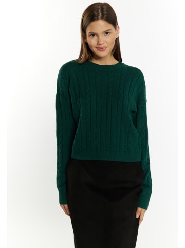 myMo Damen Strickpullover in Dunkelgrün
