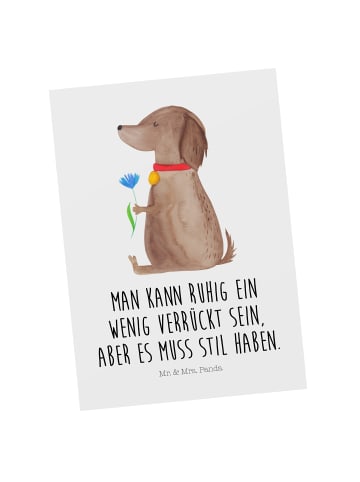 Mr. & Mrs. Panda Postkarte Hund Blume mit Spruch in Weiß