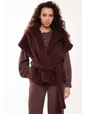 Linga Dore - Fluffy Weste in Dark pepper