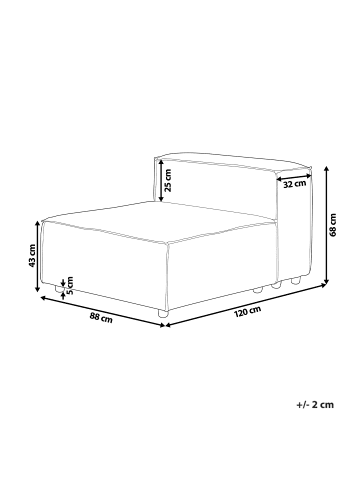Beliani Sofaelement ARDAL in Beige/Schwarz - (W) 88 x (H) 68 x (L) 120 cm