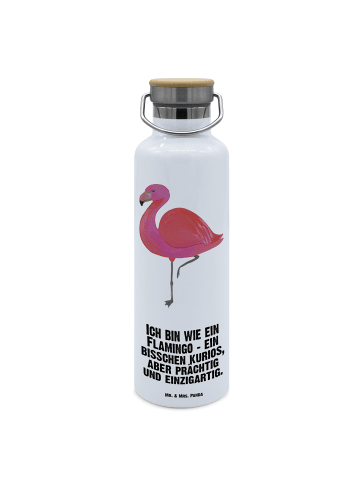 Mr. & Mrs. Panda große trinkflasche Flamingo Classic mit Spruch in Weiß
