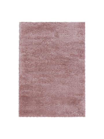 KADIMA DESIGN Teppich Hochflor Shaggy Uni Style Polypropylen Wohnzimmer in Rosa