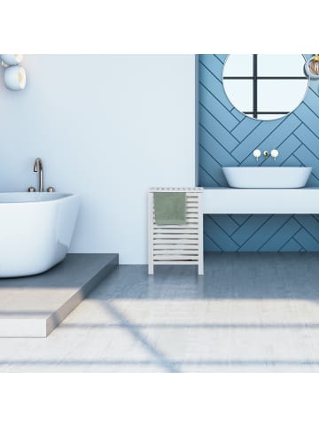 relaxdays Wäschetruhe in Weiß - (B)45 x (H)65,5 x (T)45 cm