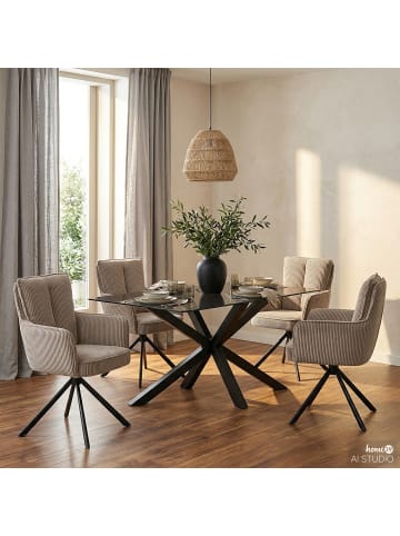home24 Drehbarer Armlehnenstuhl SALVIN 2er-Set in Cappuccino