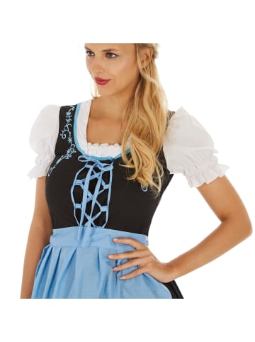 tectake Tailliertes Dirndl in schlichtem, zeitlosem Look, schwarz/blau