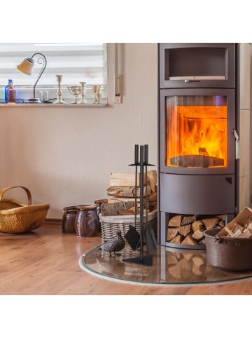 relaxdays 4-teilige  Kaminbesteck in Schwarz