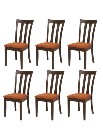 MCW 6er-Set Küchenstuhl G46, Dunkles Gestell, orange