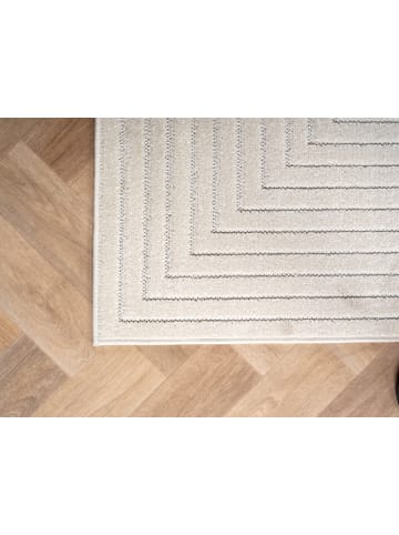 KADIMA DESIGN Kurzflorteppich Skandi 3D-Bögen Waschbar Wohnzimmer in Creme
