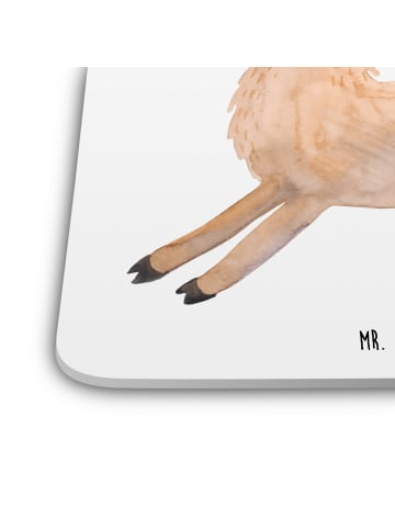 Mr. & Mrs. Panda Tischuntersetzer Lama Springen ohne Spruch in Weiß