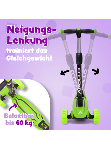 Apollo LED Kinderscooter " Kids pro 4 " in grün