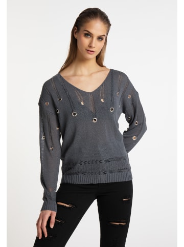 myMo ROCKS Damen Strick Pullover in Anthrazit