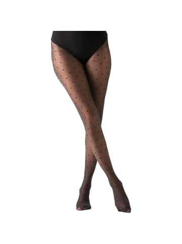 COFI 1453 Damen Strumpfhose hohe Taille gemusterte Strumpfhose Muster Optik in Schwarz