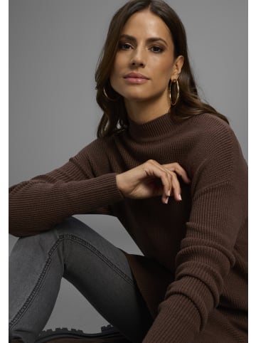 Laura Scott Stehkragenpullover in braun melange