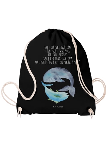 Mr. & Mrs. Panda Gym Bag Walfisch Thunfisch mit Spruch in Schwarz