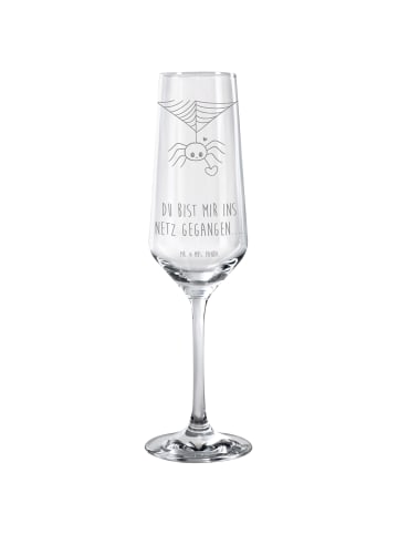 Mr. & Mrs. Panda Sektglas Spinne Agathe Liebe mit Spruch in Transparent